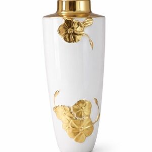 Luxurious White and Gold Floral Vase